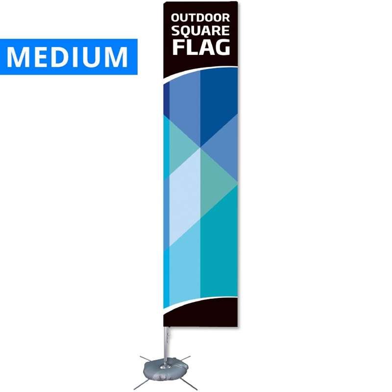 Beachflag, Outdoor Square Flag, Medium, inkl. Stange, Fahne und Kreuzfuß
