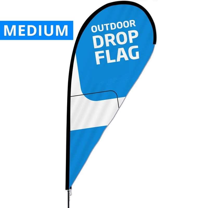 Beachflag, Outdoor Drop Flag, Medium, mit Stange inkl. Flagge und schwarze Base Flagge