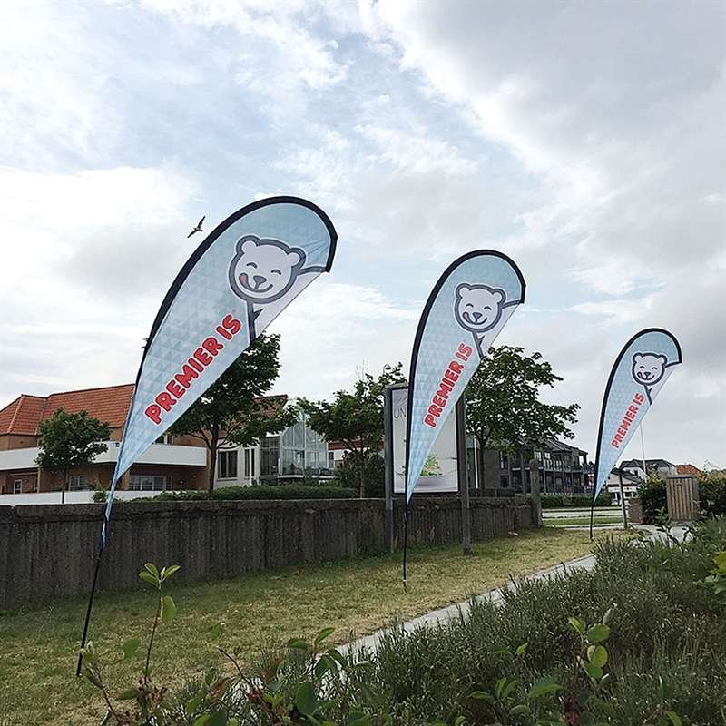 Beachflag, Outdoor Drop Flag, schwarze Stange, Small, inkl. Flagge und Spike Flag Base
