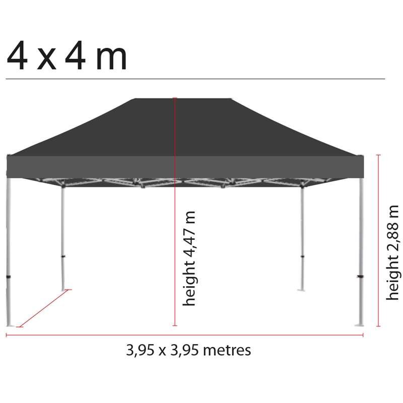 Pavillon/Veranstaltungszelt Lux aus wasserfestem Polyester, silber/schwarz - 4x4 m