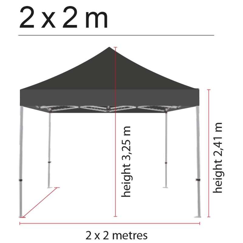 Pavillon/Veranstaltungszelt Lux aus wasserdichtem Polyester, silber/schwarz - 2x2 m