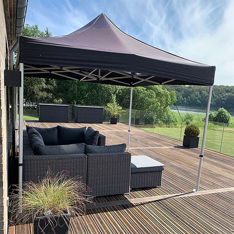 Pavillon/Veranstaltungszelt Lux aus wasserdichtem Polyester, silber/schwarz - 2x2 m