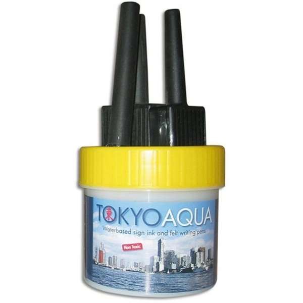 Tokyo Aqua - 4 Filzpinsel ohne Tinte - Gelb