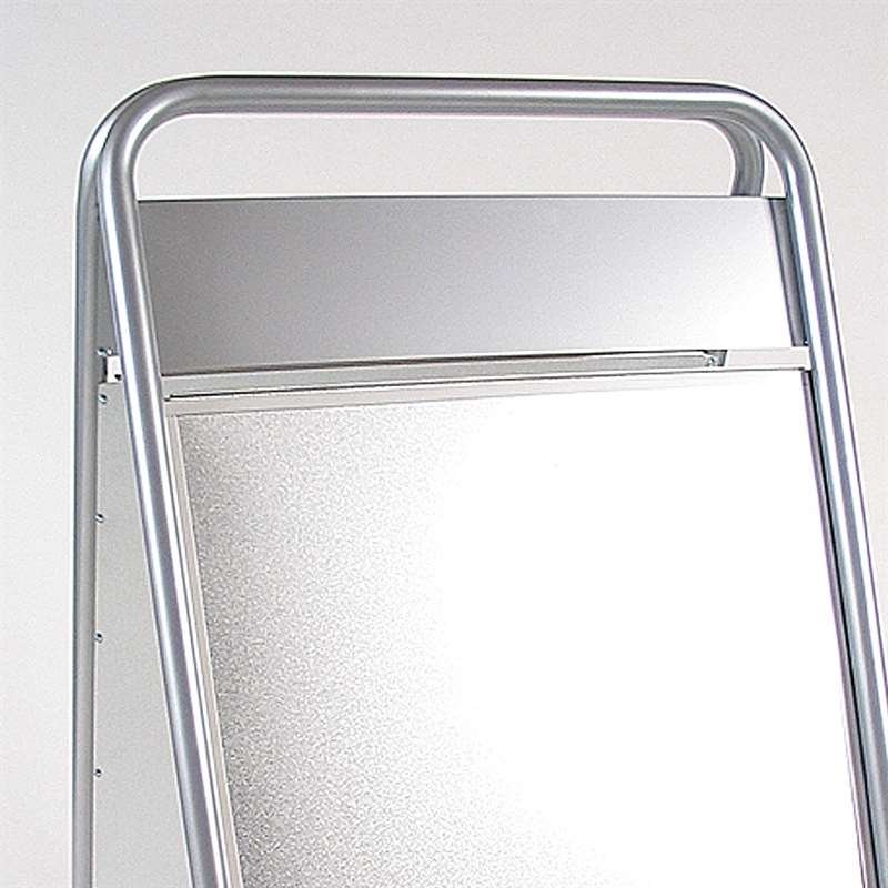 Expo Sign Lux Kundenstopper mit Logo schild und Rädern - Silber - 50 x 70 cm