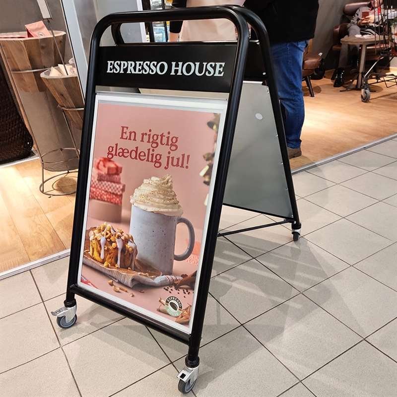 Expo Sign Lux Kundenstopper mit Logo schild und Rädern - schwarz - 50 x 70 cm