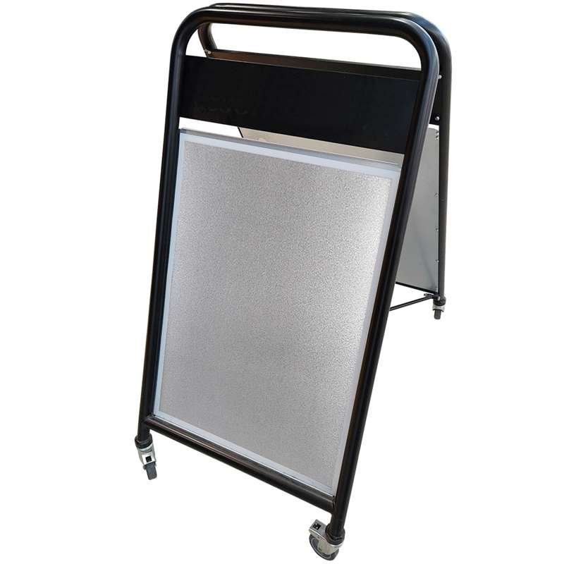Expo Sign Lux Kundenstopper mit Logo schild und Rädern - schwarz - 50 x 70 cm