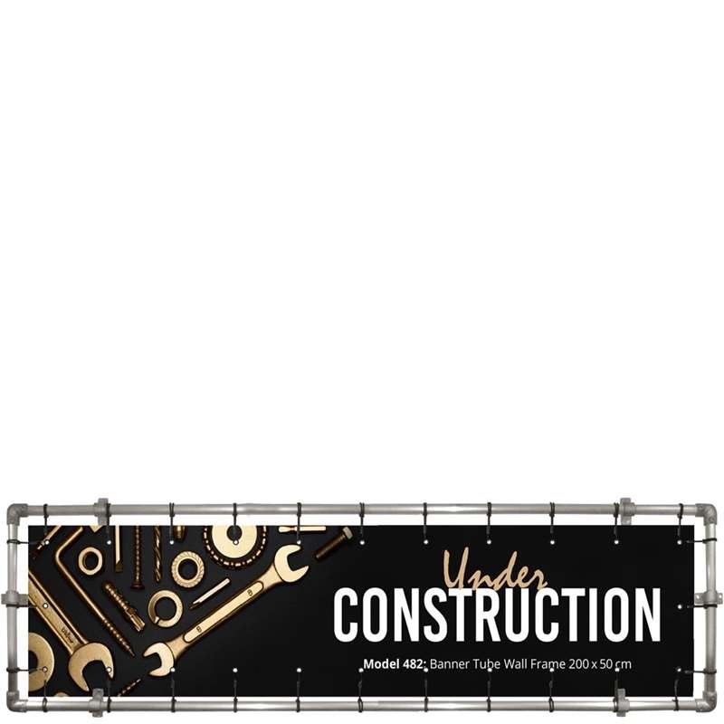 Banner Tube Wall Frame, Rahmen mit Wandhalterung, aus 48mm Aluminiumrohr, 200 x 50 cm