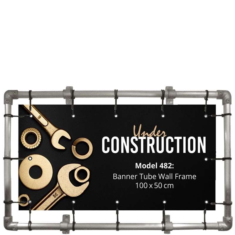 Banner Tube Wall Frame, Rahmen mit Wandhalterung, aus 48mm Aluminiumrohr, 100 x 50 cm