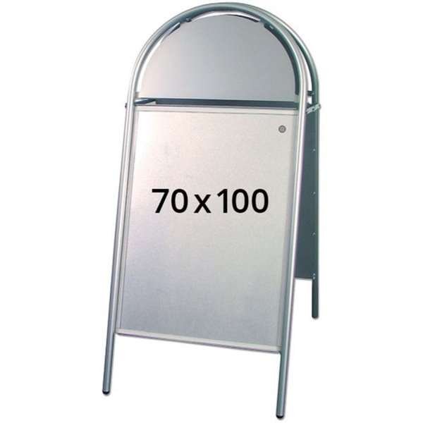 Expo Gotik Kundenstopper mit Logo schild - 70x100 cm - Silber