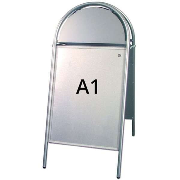 Expo Gotik Kundenstopper mit Logo schild - A1 - Silber