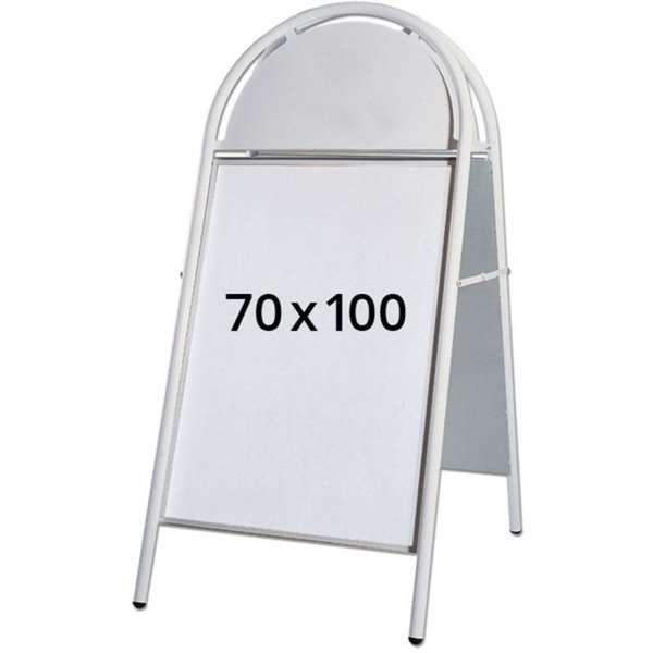 Expo Gotik Lux Kundenstopper mit Logo schild - 70 x 100 cm - weiß