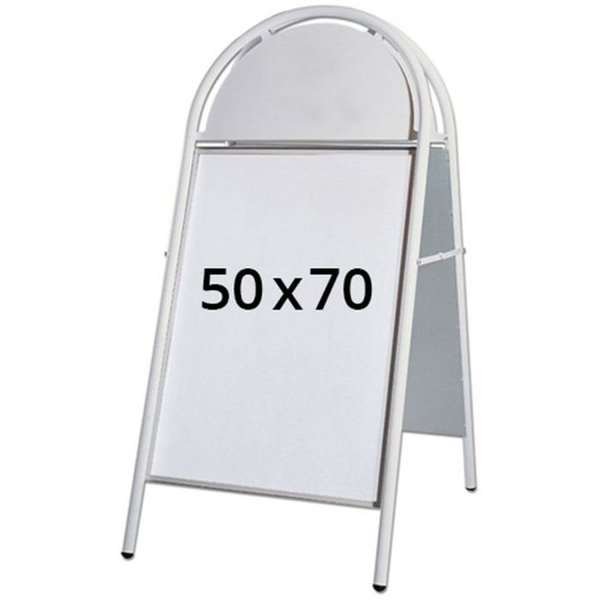 Expo Gotik Lux Kundenstopper mit Logo schild - 50x70 cm - weiß