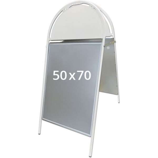 Gotik Budget Kundenstopper mit Logo schild - 50x70 cm - weiß