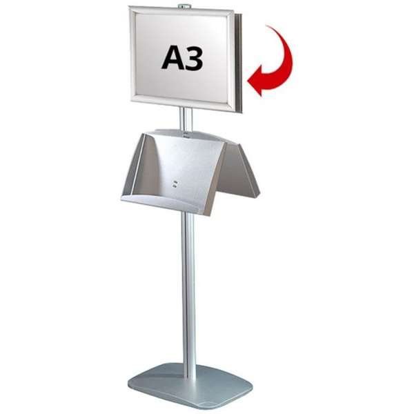 Mini-Multi Stand Infoständer - doppelseitiger A3-Klapprahmen + A3-Stahlregal