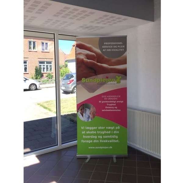 Classic Roll-up einseitig - 80x200 cm - silber - mit Banner und Aufdruck