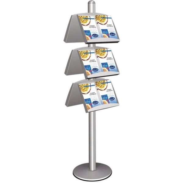 Multi Stand Infoständer Doppelseitig - 6xA3 - 29,7x42 cm große Stahlregale
