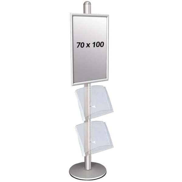 Multi Stand 3 Infoständer - einseitig mit 2 Acrylregalen 25mm, 1 x 70 x 100 cm