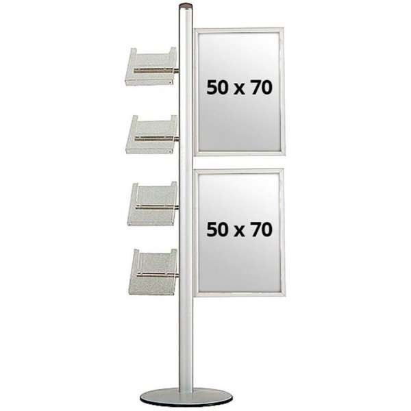 Multi Stand Prospekthalter 18 - Einseitig, 2x70x50 Einschubregale + 4xA4-Regale