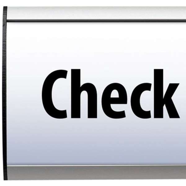 Namensschild für Tisch aus Aluminiumprofil, silber/schwarz - 7,4x15cm