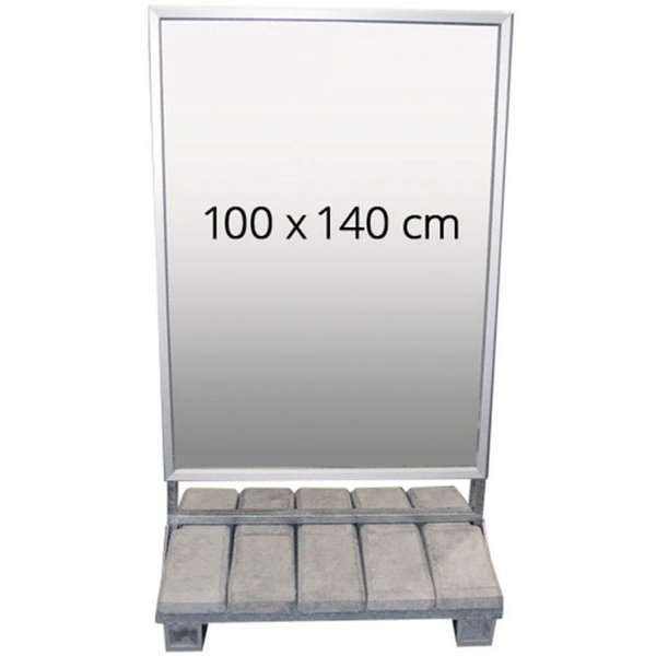 Schwerer Outdoor Kundenstopper mit Betonfuß, silver - 100x140 cm