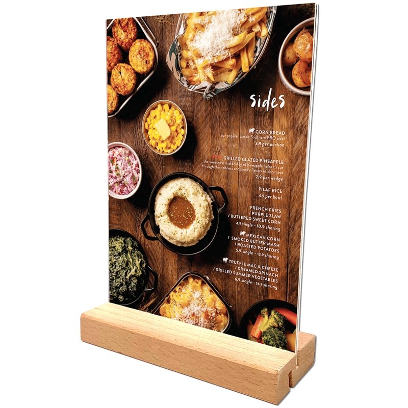WOOD Block Menu Holder Acryl A5 vertikal/gewinkelt