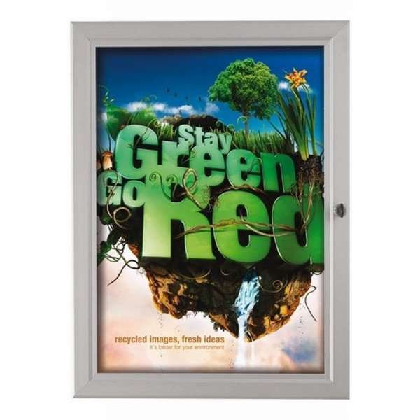 Hängeschrank mit Schloss und weißer PS-Rückplatte, silber - A3