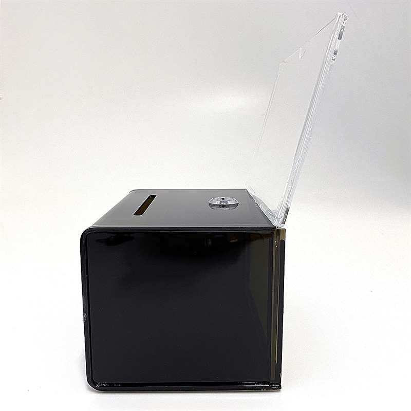 Tipbox Trinkgeld Box, schwarz, mit A6-Acrylhalter für Info