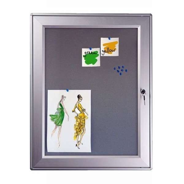 Hängeschrank/Infobox mit Schloss und Filzrückseite, silber - 4xA4