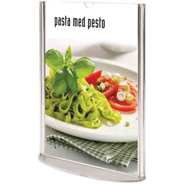 Ovaler Men&uuml;kartenhalter vertikal - A6 - 10,5 x 14,8 cm