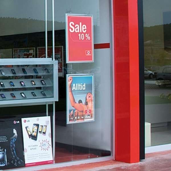 Hängender Alu-Klapprahmen doppelseitig - 25mm - A4 - Silber