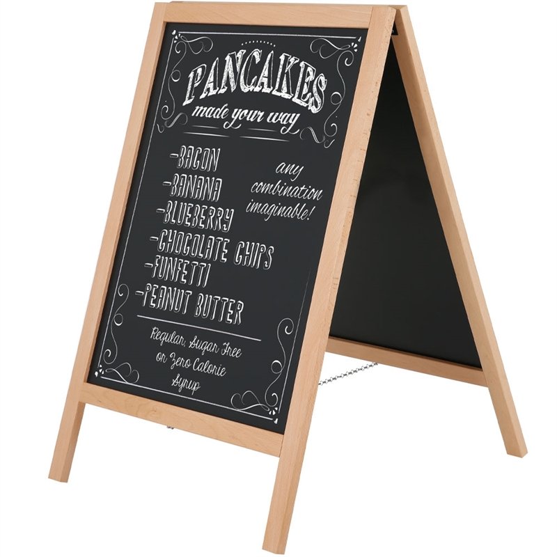 Wooden Kreidetafel Kundenstopper aus Holz mit Stahlbrett 46 x 68 cm - Buche