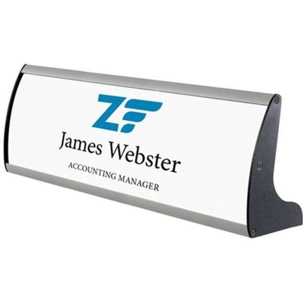 Namensschild f&uuml;r Tisch aus Aluminiumprofil, silber/schwarz - 7,4x30cm