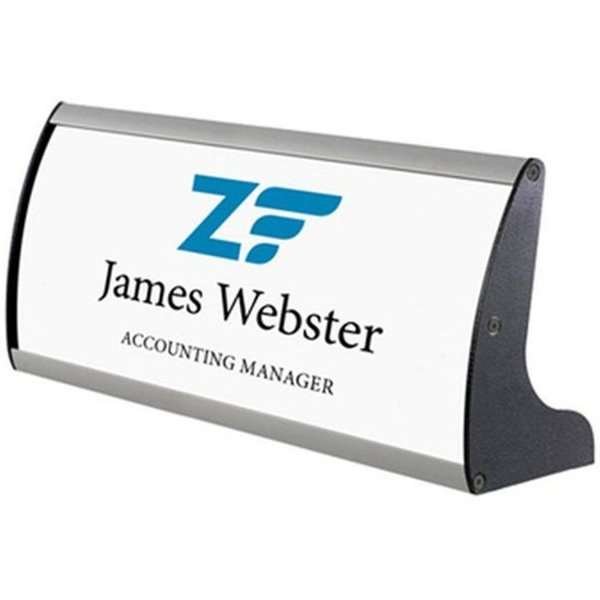 Namensschild f&uuml;r Tisch aus Aluminiumprofil, silber/schwarz - 7,4x21cm