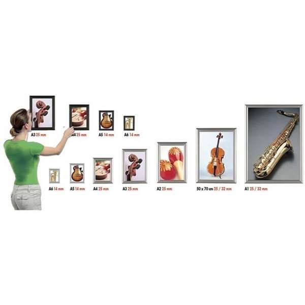 Opti Klapprahmen mit 25mm Aluminiumprofil, silber - 50 x 70 cm