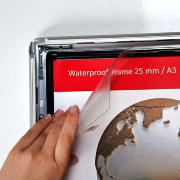 Watersafe Klapprahmen mit 25mm Aluminiumprofil, silber - A4