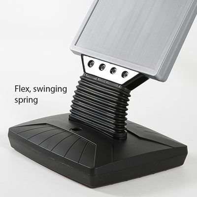 Kunststoffschild mit Fuß - schwarzer Wassertank - silberne Oberseite