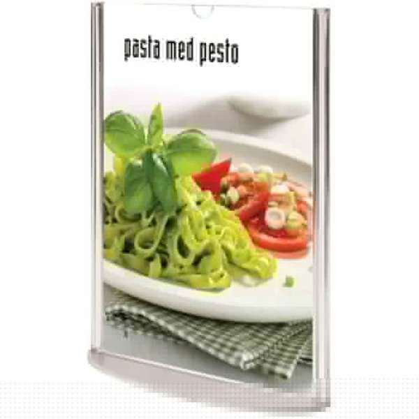 Ovaler Men&uuml;kartenhalter vertikal - A4 - 21 x 29,7 cm