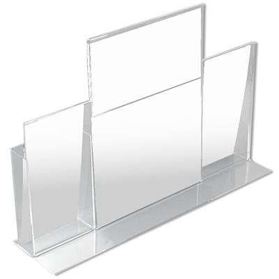 T - Menükartenhalter mit Halter für M65-Broschüren vertikal - A4 - 21 x 29,7 cm