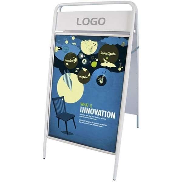 Expo Sign Kundenstopper mit Logo schild - 50x70 cm - weiß