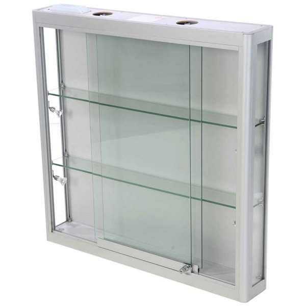 Vitrine - Showcase Wall Duo Glasvitrine mit LED-Licht und Schloss - Silber