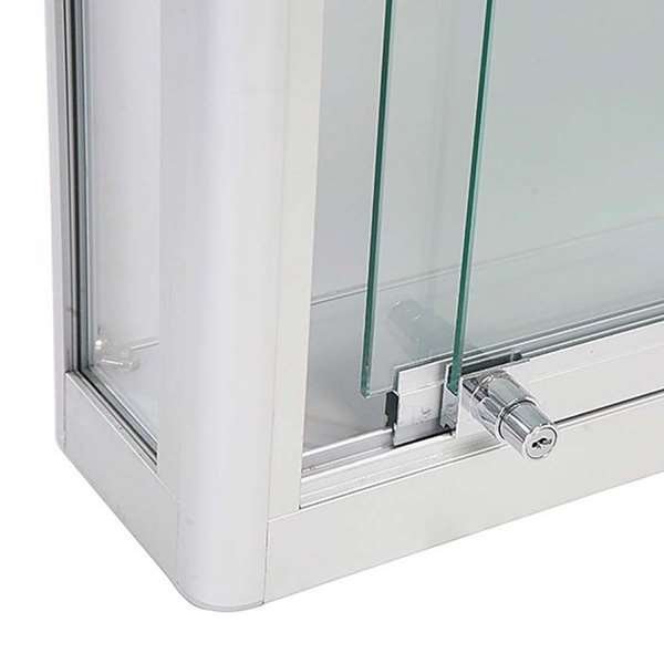 Vitrine - Showcase Wall Duo Glasvitrine mit LED-Licht und Schloss - Silber
