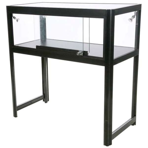 Vitrine - Showcase Desk Duo Glasvitrine mit LED-Licht und Schloss - Schwarz