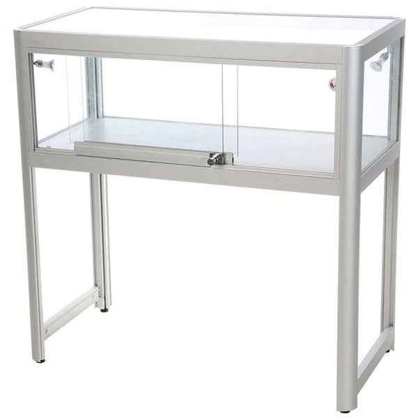 Vitrine - Showcase Desk Duo Glasvitrine mit LED-Licht und Schloss - Silber