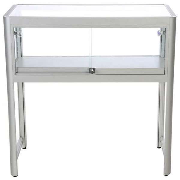 Vitrine - Showcase Desk Duo Glasvitrine mit LED-Licht und Schloss - Silber