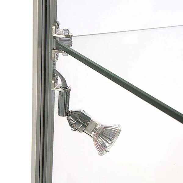 Vitrine - Showcase Tower Duo Glasvitrine mit Unterschrank, LED-Licht und Schloss - Silber