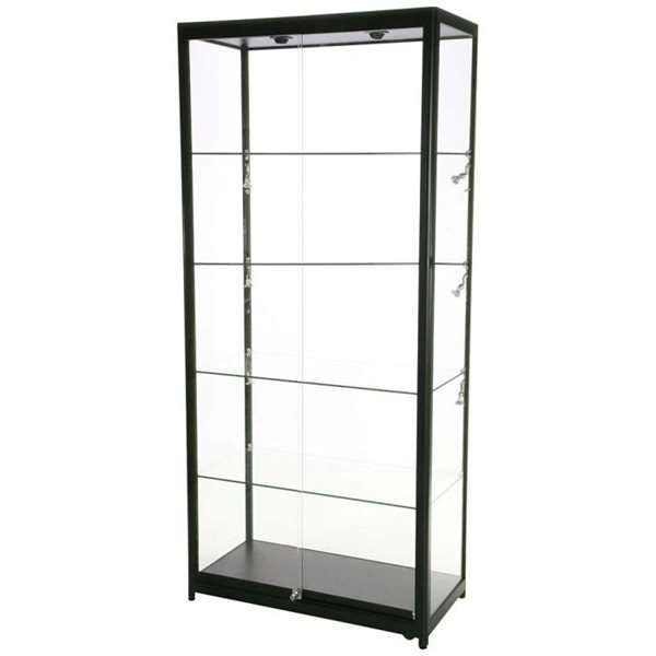 Vitrine - Showcase Tower Duo Glasvitrine mit LED-Licht und Schloss - Schwarz