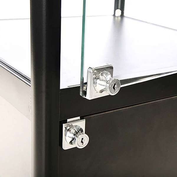 Vitrine - Showcase Tower Solo Glasvitrine mit Unterschrank, LED-Licht und Schloss - Schwarz