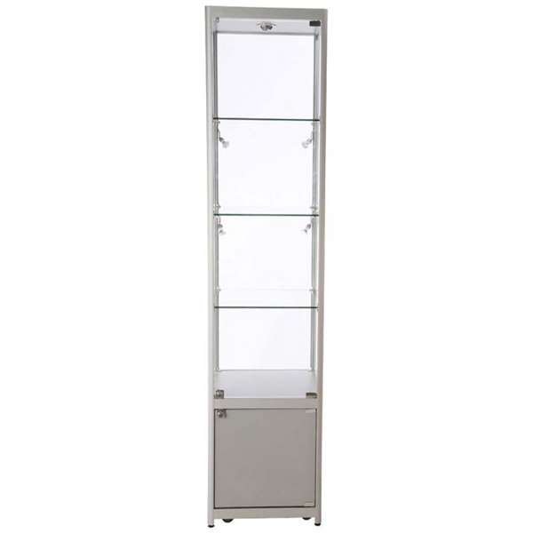 Vitrine - Showcase Tower Solo Glasvitrine mit Unterschrank - Silber
