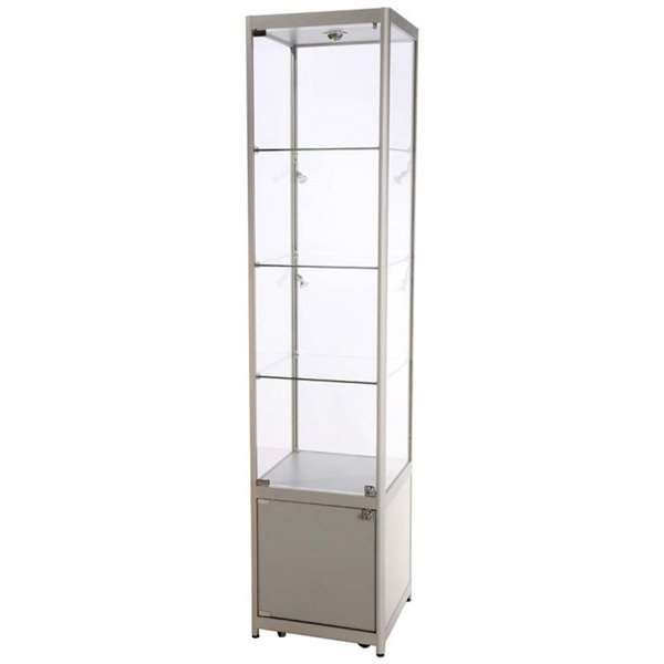 Vitrine - Showcase Tower Solo Glasvitrine mit Unterschrank - Silber