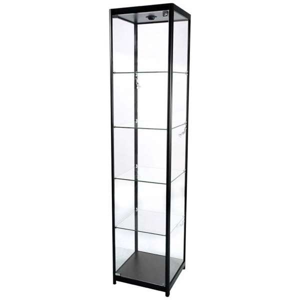 Vitrine - Showcase Tower Solo Glasvitrine mit LED-Licht und Schloss - Schwarz